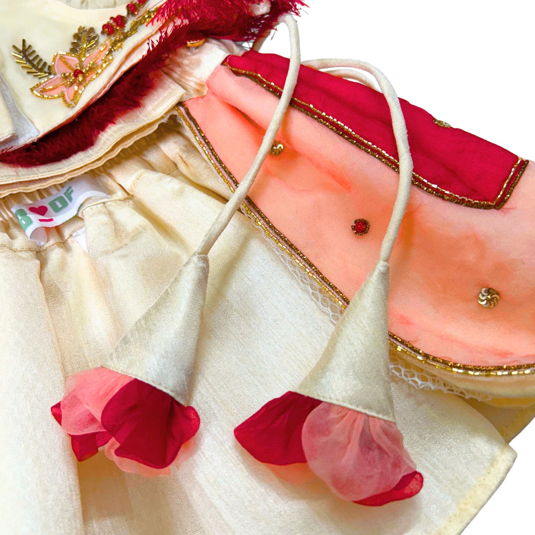 IVORY PALM HAND EMBROIDERED LEHENGA FOR DOGS AND CATS