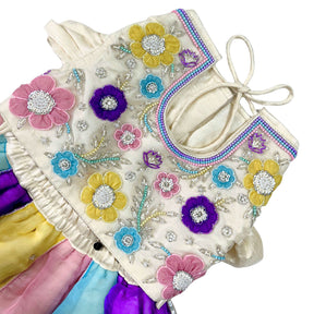 COLOURFUL BLOOM APPLIQUE HAND EMBROIDERED LEHENGA FOR DOGS AND CATS