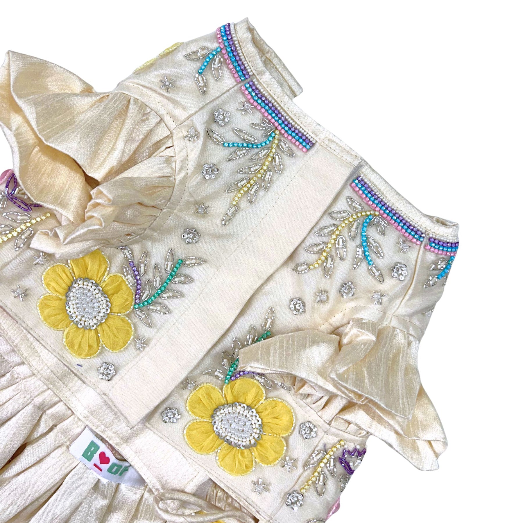 COLOURFUL BLOOM APPLIQUE HAND EMBROIDERED LEHENGA FOR DOGS AND CATS
