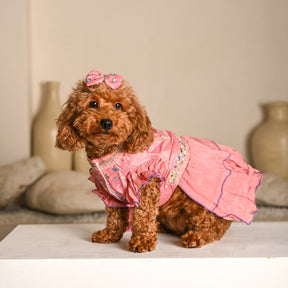 POWDER PINK COLOUR FLAKE ANARKALI FOR DOGS AND CATS