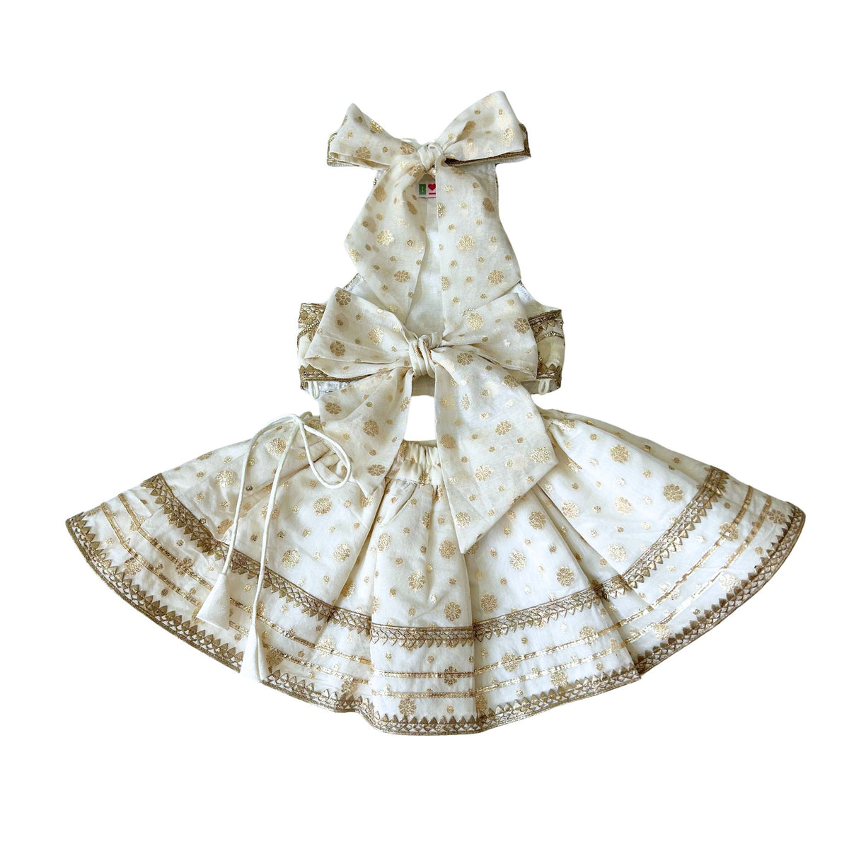 OFF-WHITE BROCADE GOTA EMBROIDERED LEHENGA FOR DOGS AND CATS