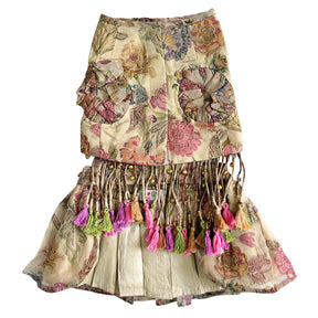 BEIGE FLORAL TASSELS LEHENGA FOR DOGS AND CATS