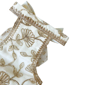 OFF-WHITE BROCADE GOTA EMBROIDERED LEHENGA FOR DOGS AND CATS