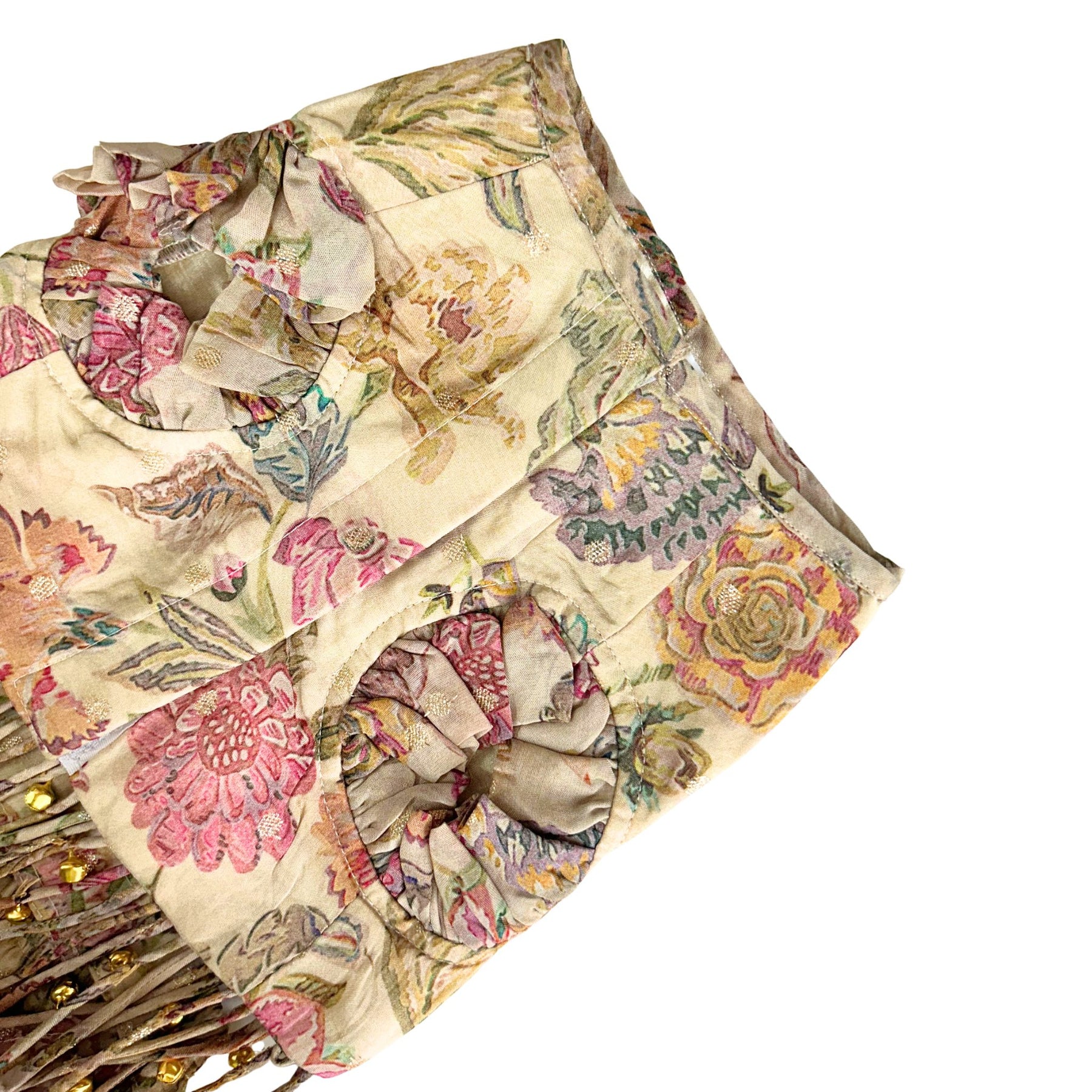 BEIGE FLORAL TASSELS LEHENGA FOR DOGS AND CATS