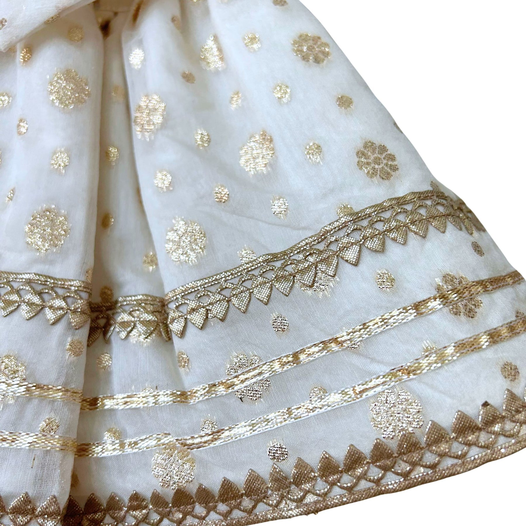 OFF-WHITE BROCADE GOTA EMBROIDERED LEHENGA FOR DOGS AND CATS
