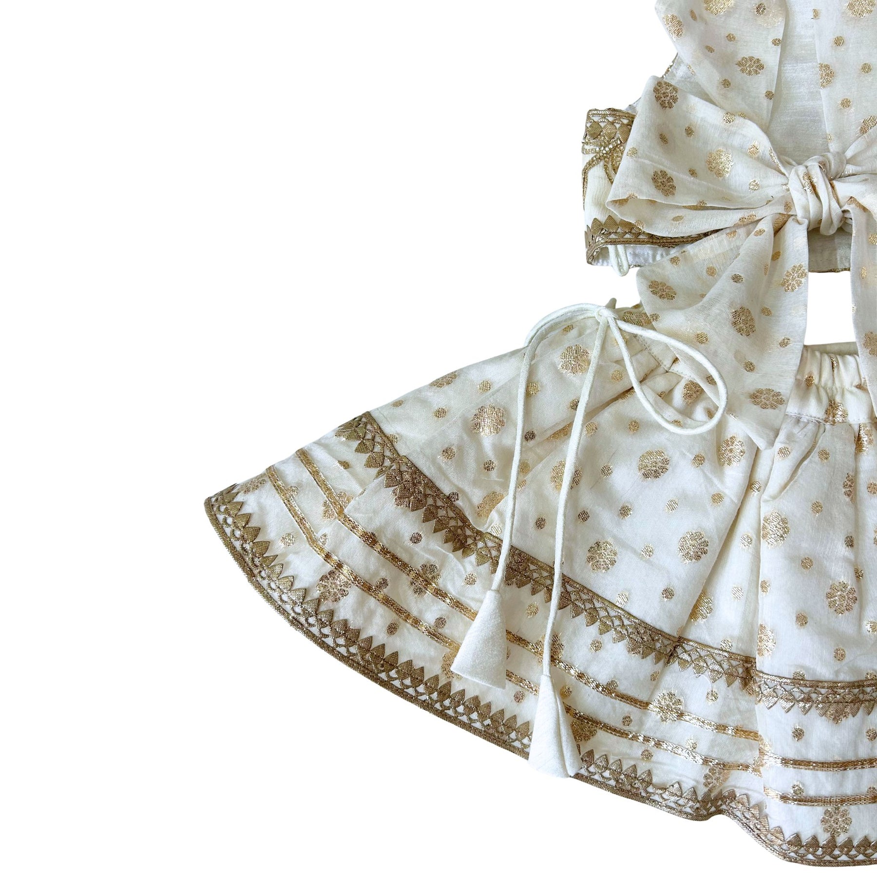 OFF-WHITE BROCADE GOTA EMBROIDERED LEHENGA FOR DOGS AND CATS