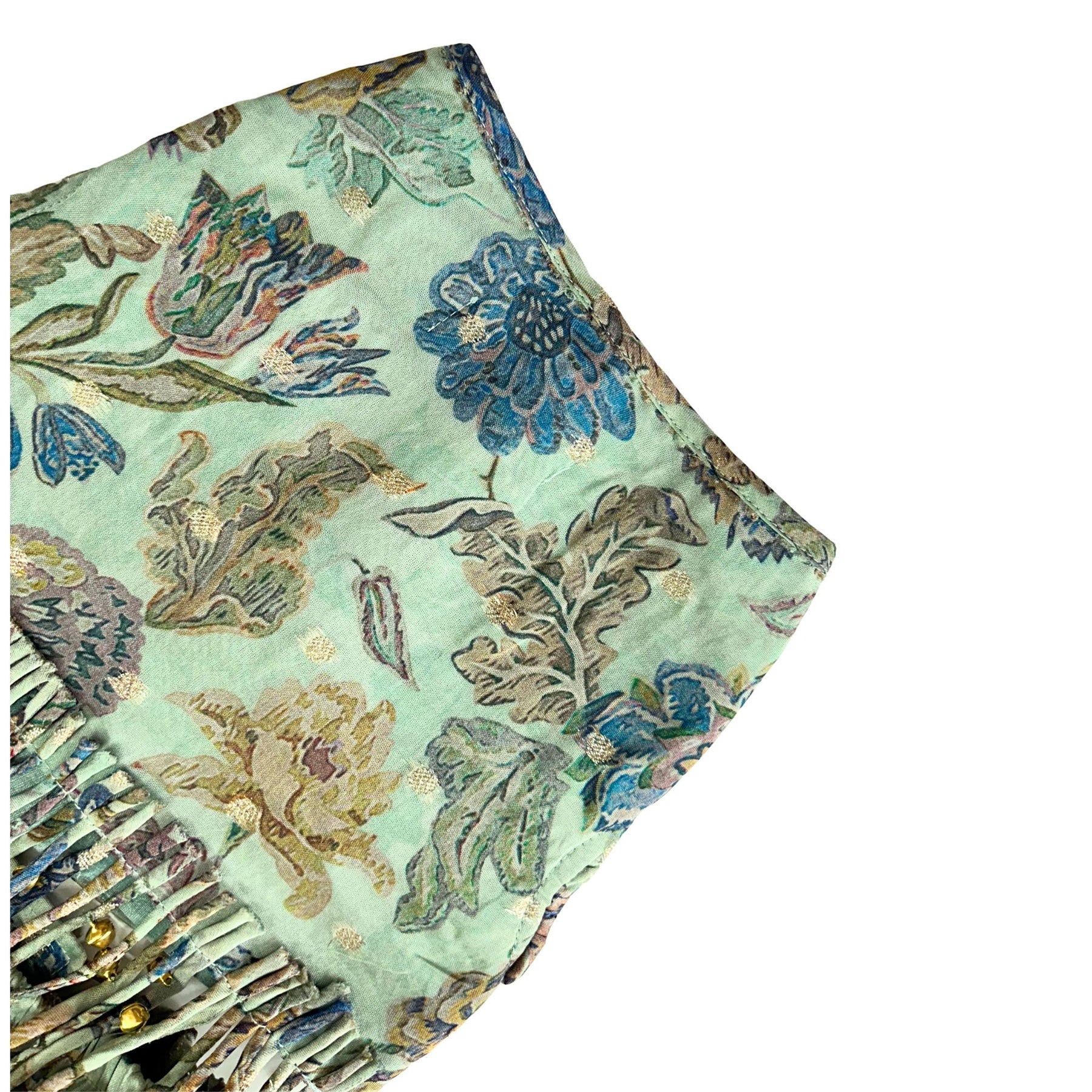 AQUA GREEN FLORAL TASSELS LEHENGA FOR DOGS AND CATS