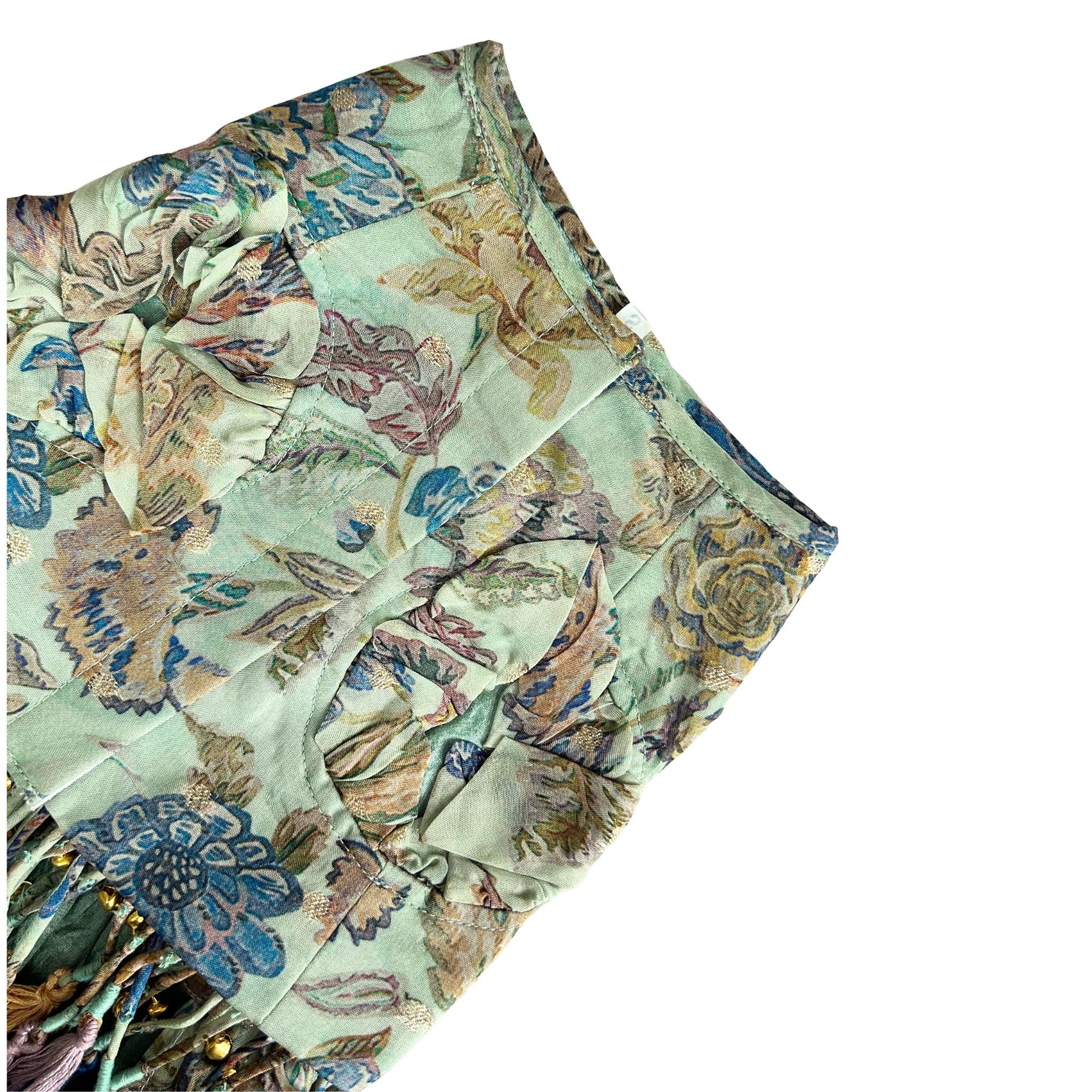 AQUA GREEN FLORAL TASSELS LEHENGA FOR DOGS AND CATS