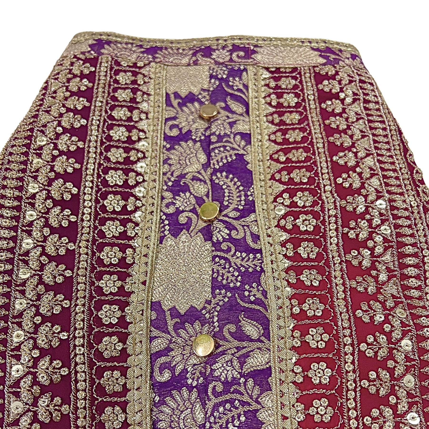 PURPLE BROCADE ZARI EMBROIDERD WAISTCOAT STYLE KURTA FOR DOGS AND CATS