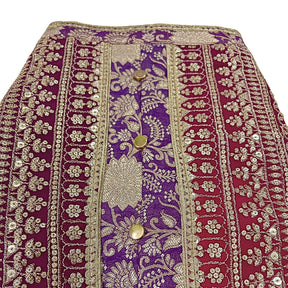 PURPLE BROCADE ZARI EMBROIDERD WAISTCOAT STYLE KURTA FOR DOGS AND CATS