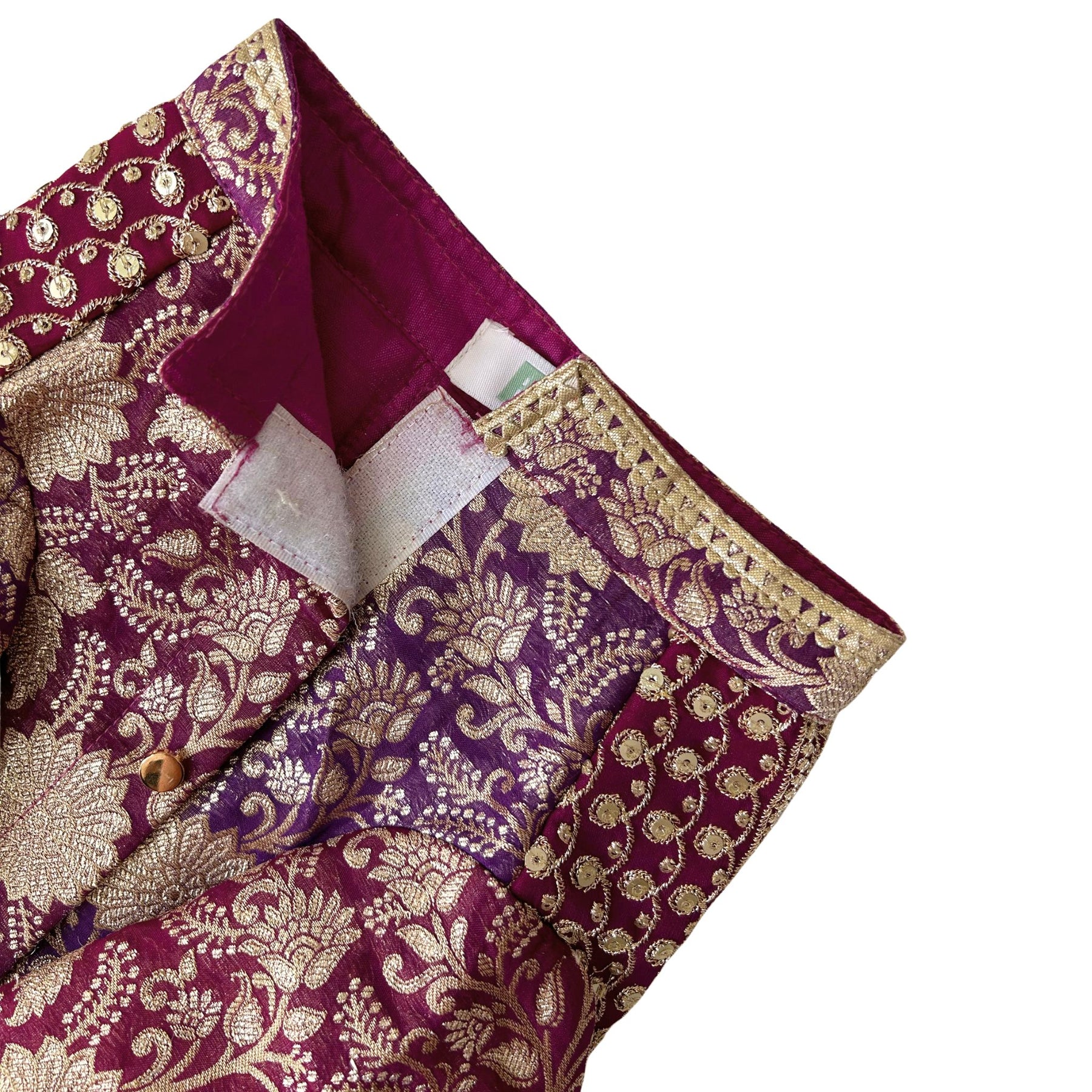 PURPLE BROCADE ZARI EMBROIDERD WAISTCOAT STYLE KURTA FOR DOGS AND CATS