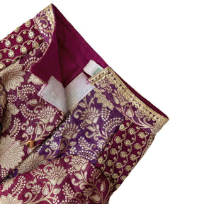 PURPLE BROCADE ZARI EMBROIDERD WAISTCOAT STYLE KURTA FOR DOGS AND CATS