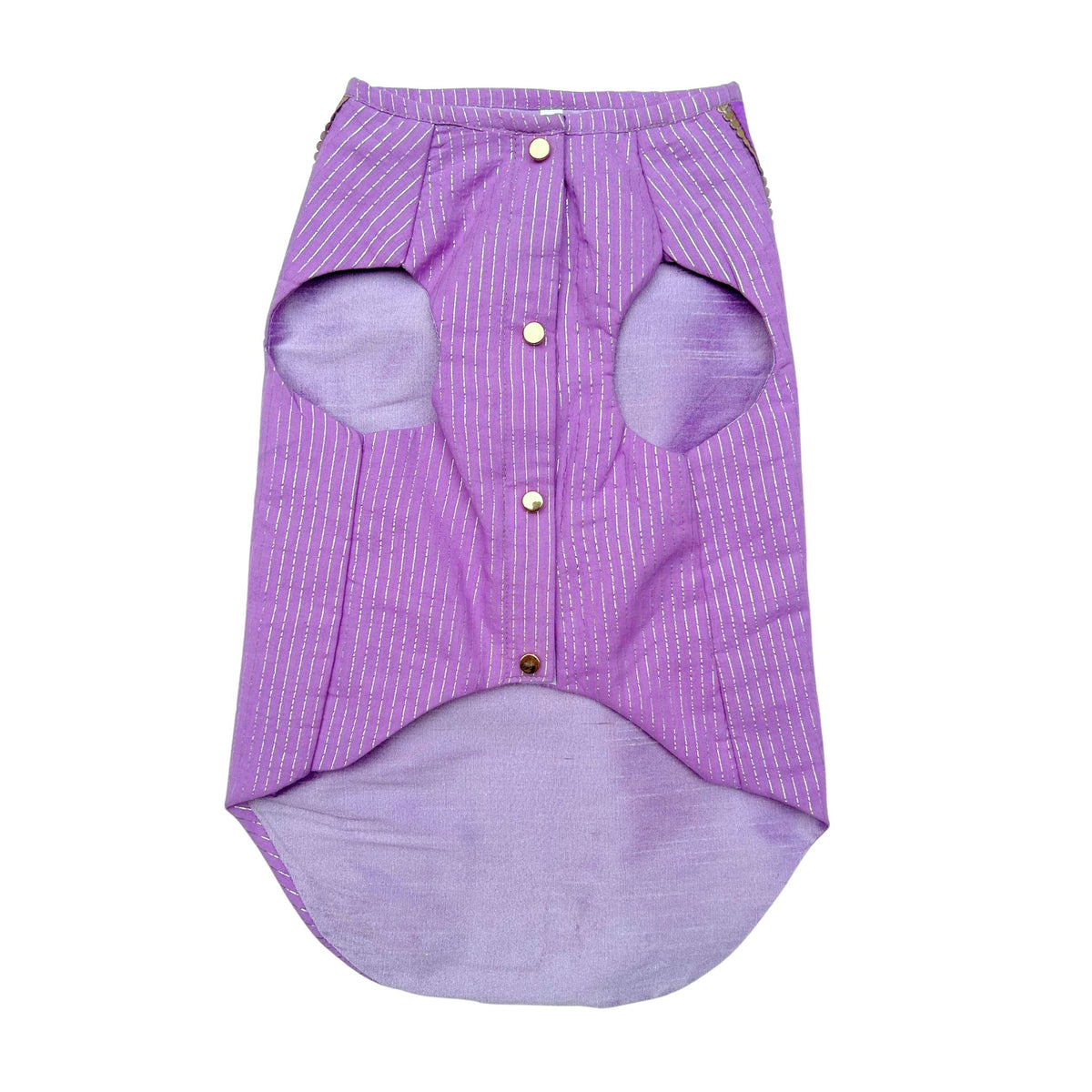 LAVENDER STRIPE SHERWANI+PURPLE PEARL RAKHI FOR DOGS AND CATS