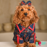 NAVY BLUE AJRAKH MODAL SILK KURTA FOR DOGS AND CATS