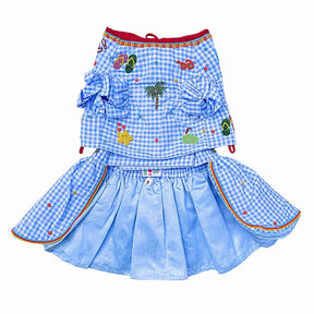 BEACH PLEASE BLUE HAND EMBROIDERED LEHENGA FOR DOGS AND CATS