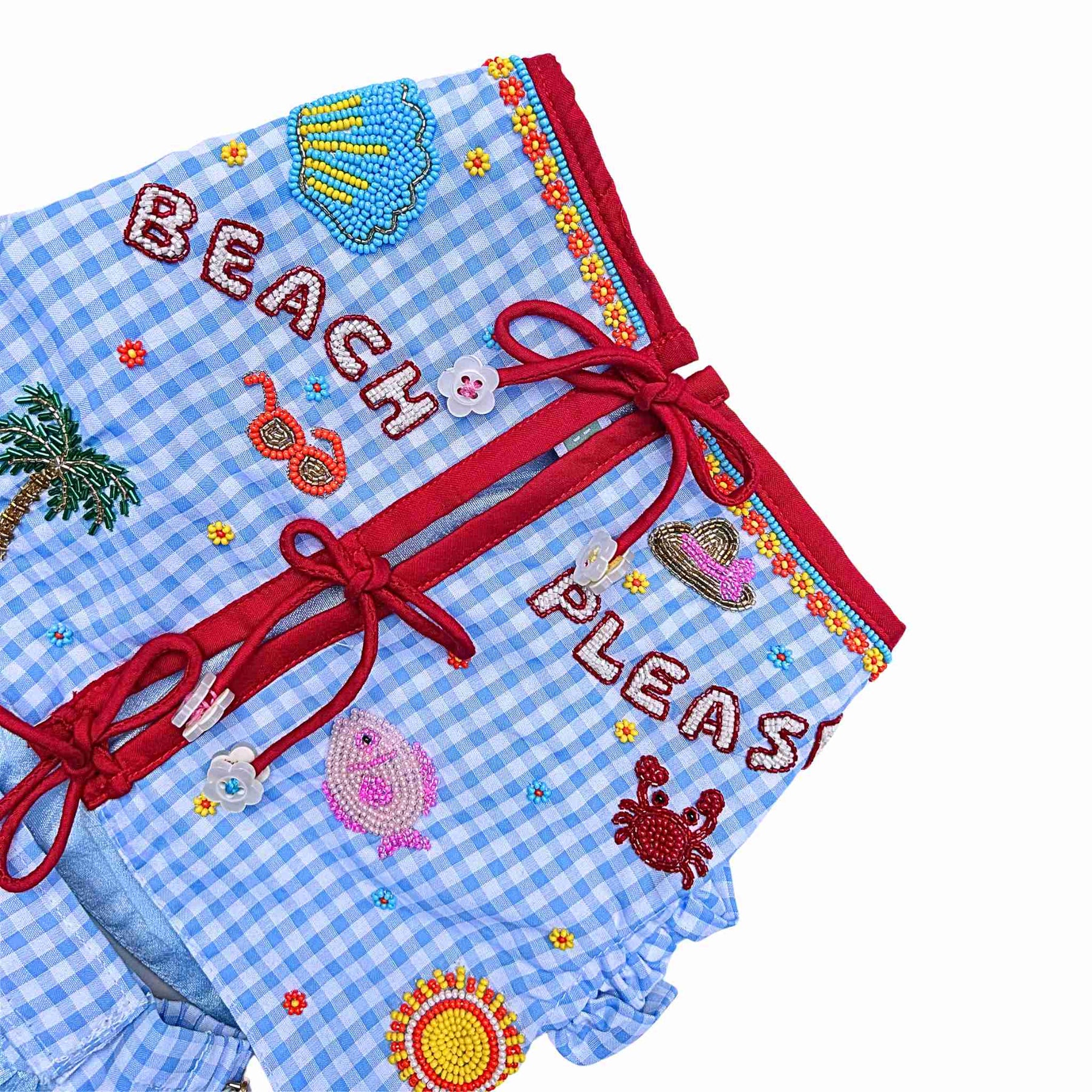 BEACH PLEASE BLUE HAND EMBROIDERED LEHENGA FOR DOGS AND CATS