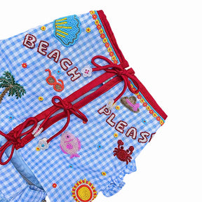 BEACH PLEASE BLUE HAND EMBROIDERED LEHENGA FOR DOGS AND CATS