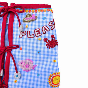 BEACH PLEASE BLUE HAND EMBROIDERED LEHENGA FOR DOGS AND CATS