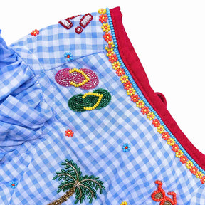 BEACH PLEASE BLUE HAND EMBROIDERED LEHENGA FOR DOGS AND CATS