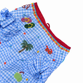 BEACH PLEASE BLUE HAND EMBROIDERED LEHENGA FOR DOGS AND CATS