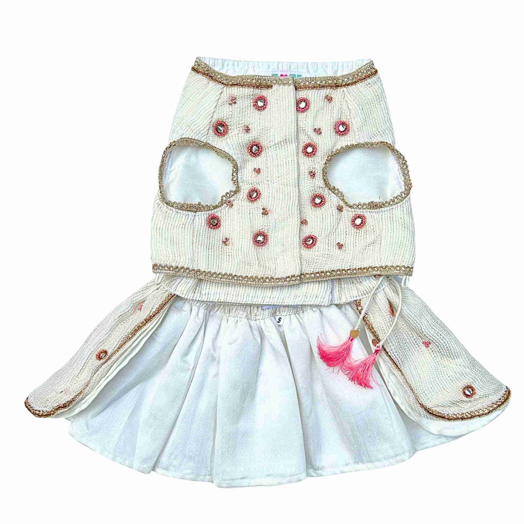 MEHER OFF-WHITE HAND EMBROIDERED LEHENGA FOR DOGS AND CATS