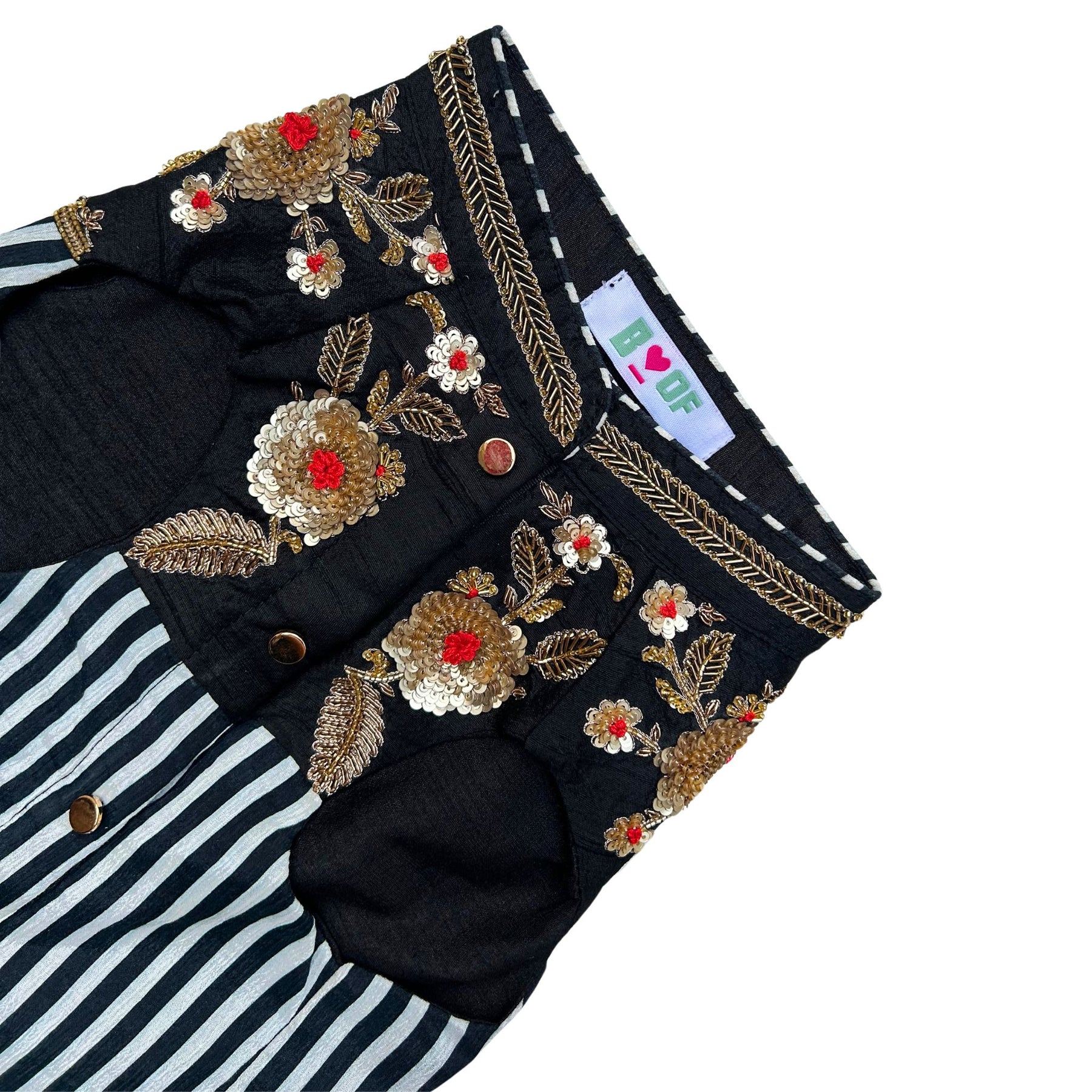 NOIR STRIPE FLORAL HAND EMBROIDERED SHERWANI FOR DOGS AND CATS