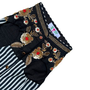 NOIR STRIPE FLORAL HAND EMBROIDERED SHERWANI FOR DOGS AND CATS
