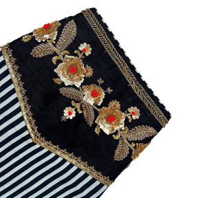 NOIR STRIPE FLORAL HAND EMBROIDERED SHERWANI FOR DOGS AND CATS