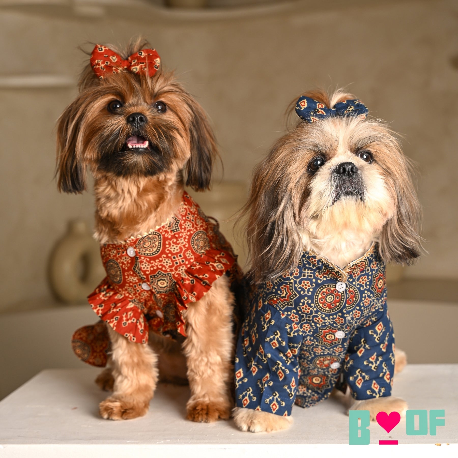 MAROON AJRAKH BUTI PRINT LEHENGA FOR DOGS AND CATS