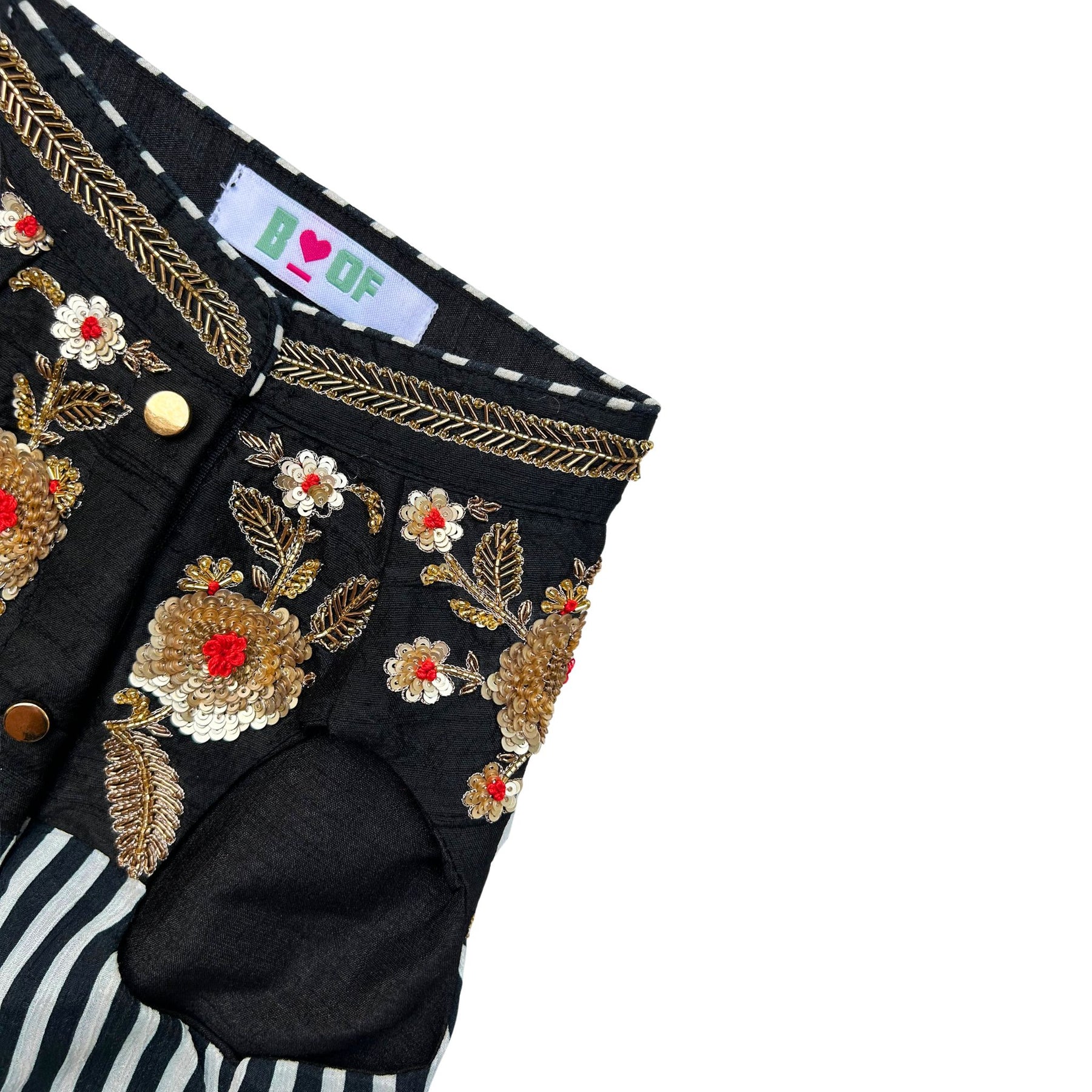 NOIR STRIPE FLORAL HAND EMBROIDERED SHERWANI FOR DOGS AND CATS