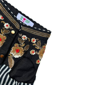 NOIR STRIPE FLORAL HAND EMBROIDERED SHERWANI FOR DOGS AND CATS