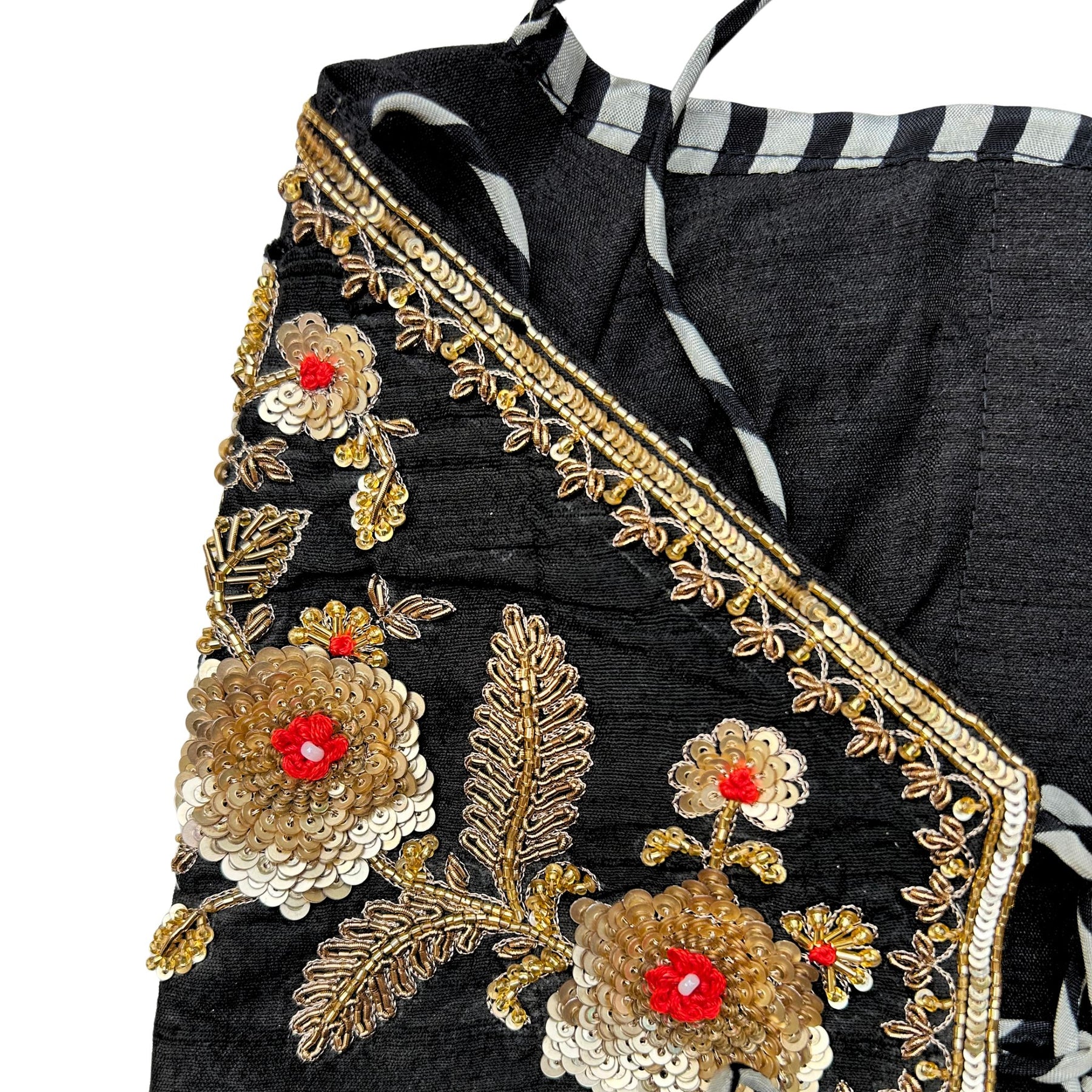 NOIR STRIPE FLORAL HAND EMBROIDERED LEHENGA FOR DOGS AND CATS