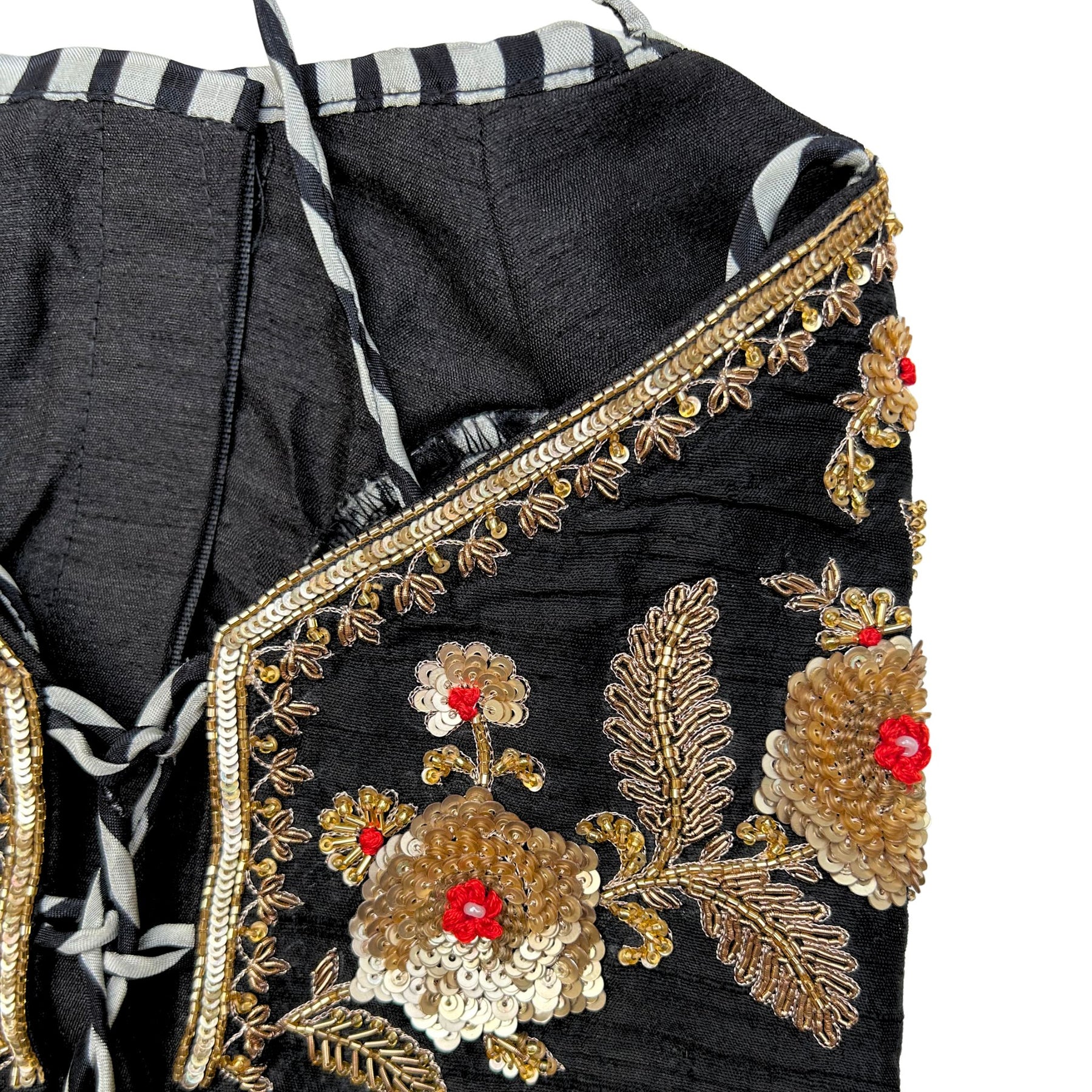 NOIR STRIPE FLORAL HAND EMBROIDERED LEHENGA FOR DOGS AND CATS