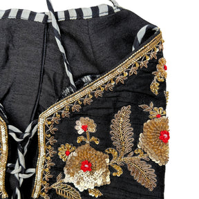 NOIR STRIPE FLORAL HAND EMBROIDERED LEHENGA FOR DOGS AND CATS