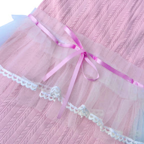 PINK CUTE RIBBON FRILL DOG DRESS