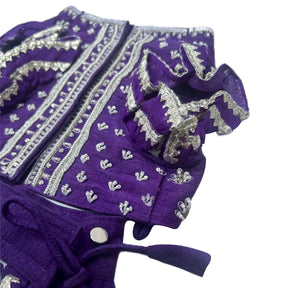 PURPLE WHITE PATTA HAND EMBROIDERED DOG LEHENGA