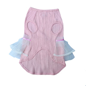 PINK CUTE RIBBON FRILL DOG DRESS