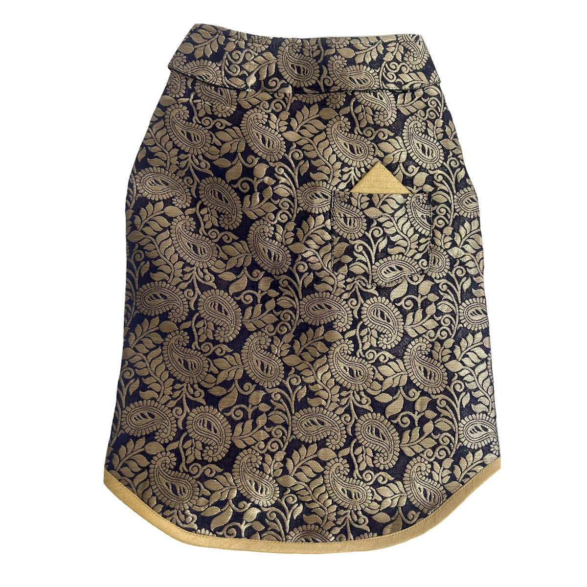 NAVY GOLD PAISLEY BROCADE DOG WAISTCOAT