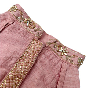 BLUSH PINK HAND EMBROIDERED GOLD FLOWERS DOG KURTA