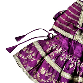 PURPLE BROCADE MIRROR WORK DOG LEHENGA