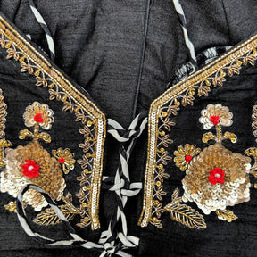 NOIR STRIPE FLORAL HAND EMBROIDERED LEHENGA FOR DOGS AND CATS