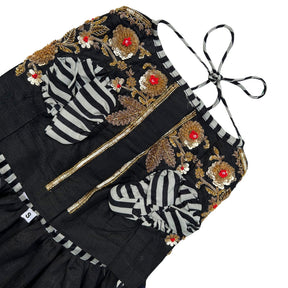 NOIR STRIPE FLORAL HAND EMBROIDERED LEHENGA FOR DOGS AND CATS