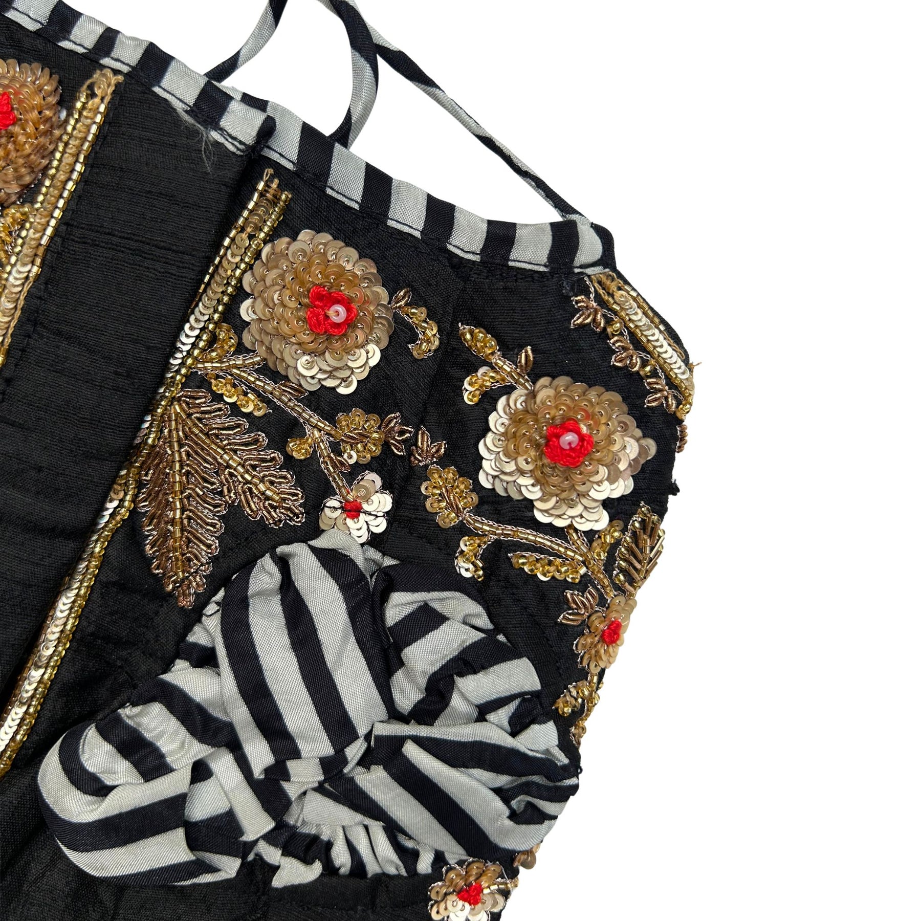 NOIR STRIPE FLORAL HAND EMBROIDERED LEHENGA FOR DOGS AND CATS