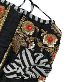 NOIR STRIPE FLORAL HAND EMBROIDERED LEHENGA FOR DOGS AND CATS