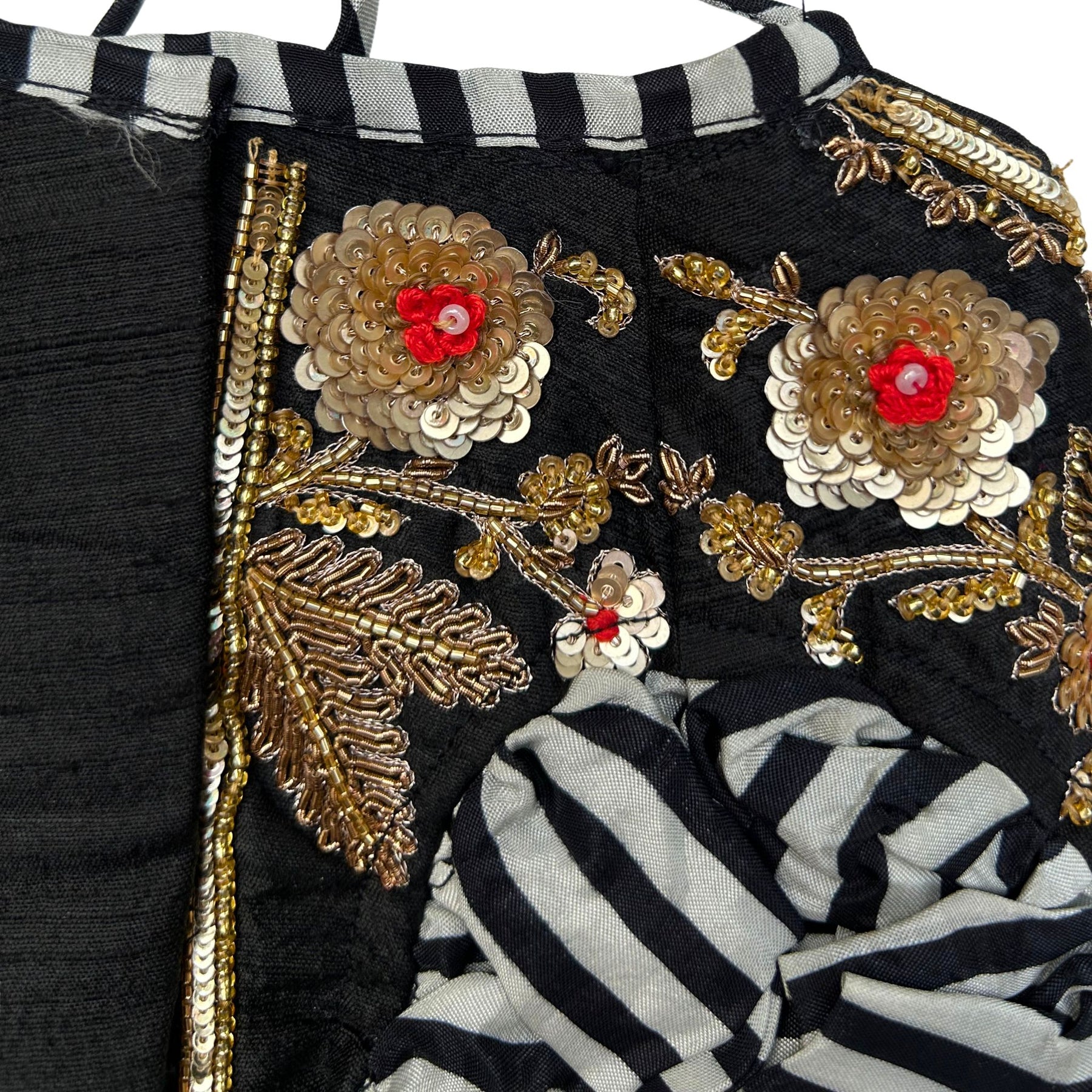 NOIR STRIPE FLORAL HAND EMBROIDERED LEHENGA FOR DOGS AND CATS
