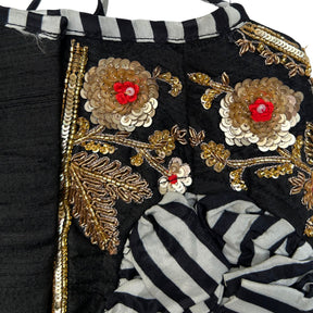 NOIR STRIPE FLORAL HAND EMBROIDERED LEHENGA FOR DOGS AND CATS