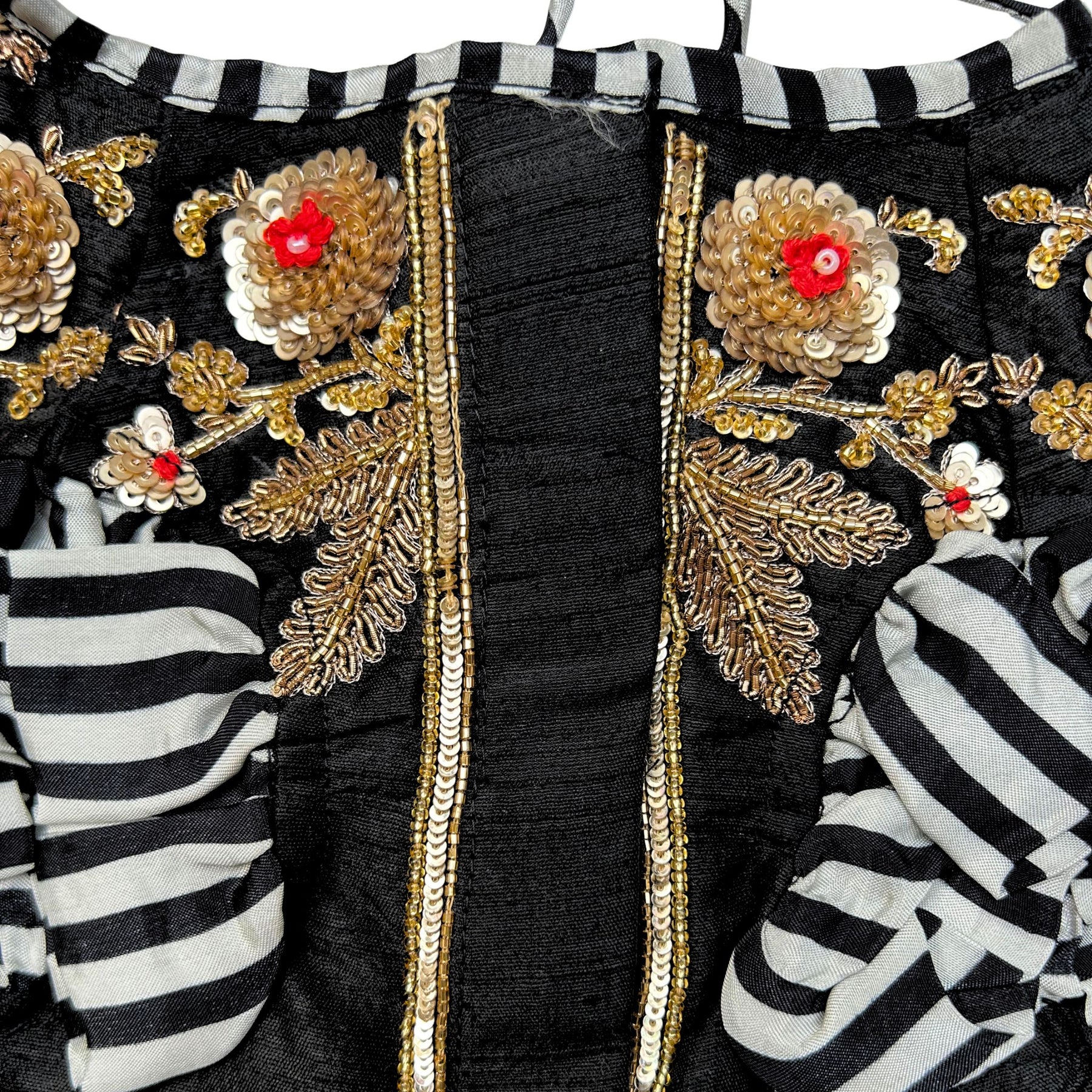 NOIR STRIPE FLORAL HAND EMBROIDERED LEHENGA FOR DOGS AND CATS