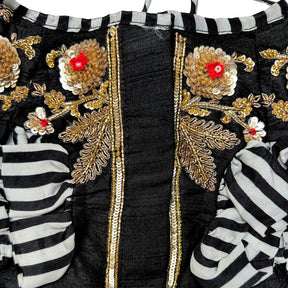NOIR STRIPE FLORAL HAND EMBROIDERED LEHENGA FOR DOGS AND CATS