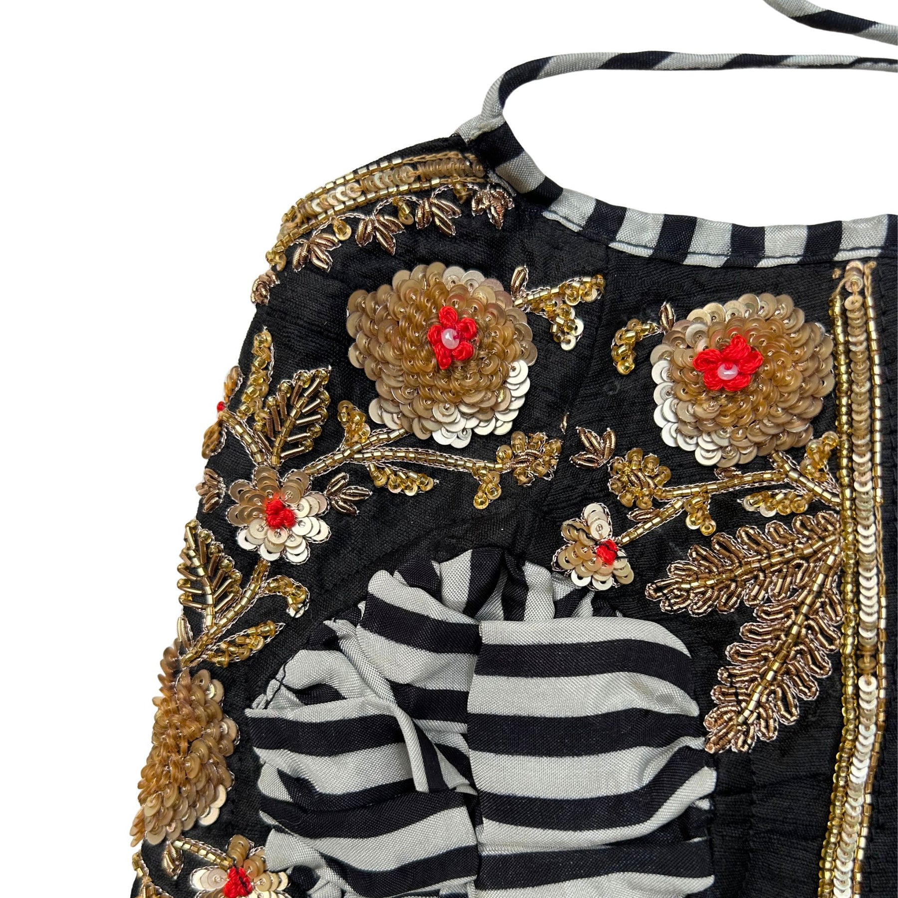 NOIR STRIPE FLORAL HAND EMBROIDERED LEHENGA FOR DOGS AND CATS