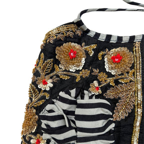 NOIR STRIPE FLORAL HAND EMBROIDERED LEHENGA FOR DOGS AND CATS